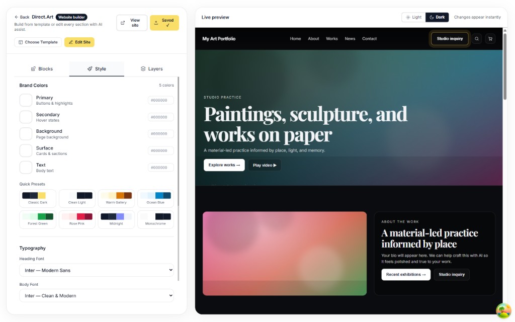 Beautiful artist websites